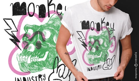 Monkey skull doodles t-shirt design