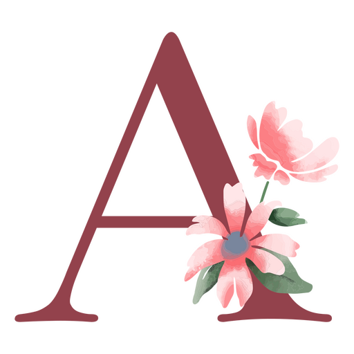 La letra a con flores rosas Diseño PNG