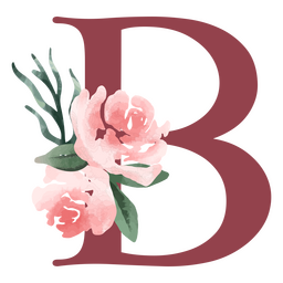 The Letter B With Pink Flowers And Leaves PNG & SVG Design For T-Shirts