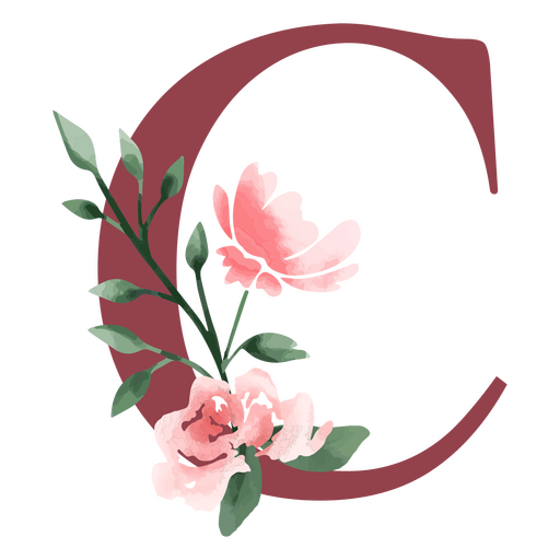 A letra c com flores cor de rosa Desenho PNG