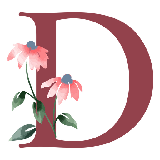 Der Buchstabe d mit rosa Blumen PNG-Design