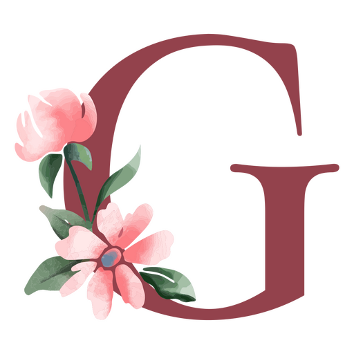 La letra g con flores rosas Diseño PNG