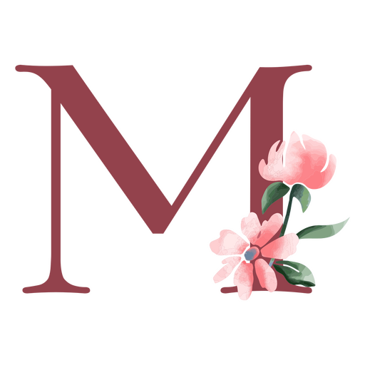 The letter m with pink flowers PNG Design