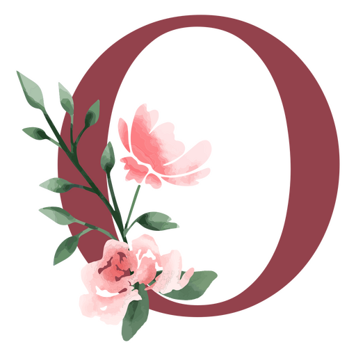 Der Buchstabe o mit rosa Blumen PNG-Design
