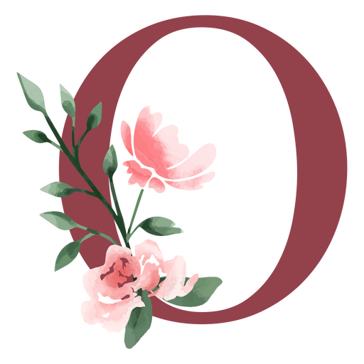 The letter o with pink flowers PNG Design