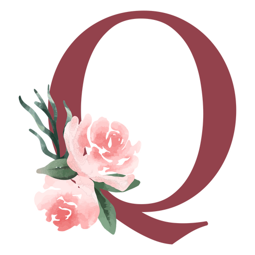 Der Buchstabe q mit rosa Blumen PNG-Design