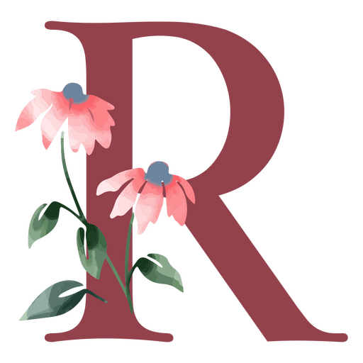 A letra r com flores cor de rosa Desenho PNG