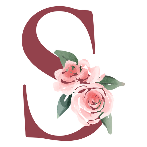 The letter s with pink roses PNG Design