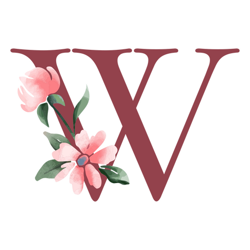 The letter w with pink flowers PNG Design