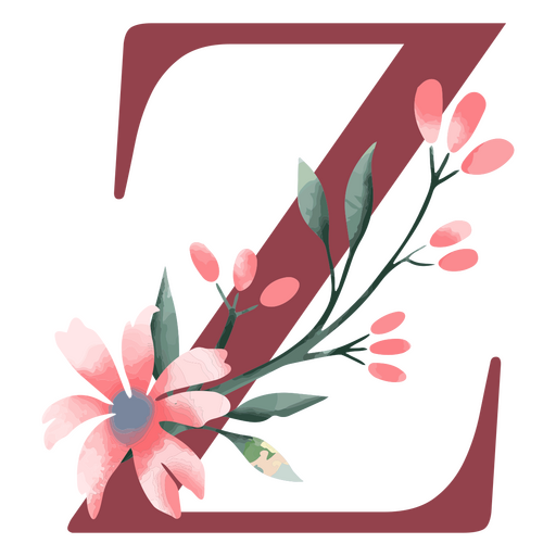 A letra z com flores cor de rosa Desenho PNG
