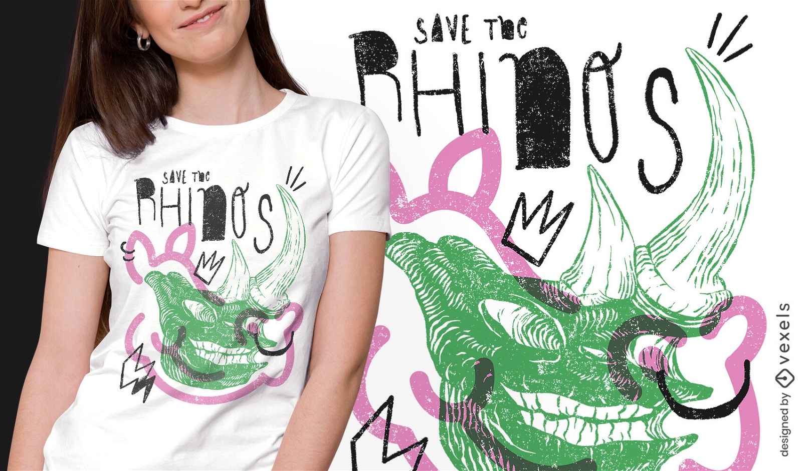 Design de camiseta com citação de caveira de rinoceronte