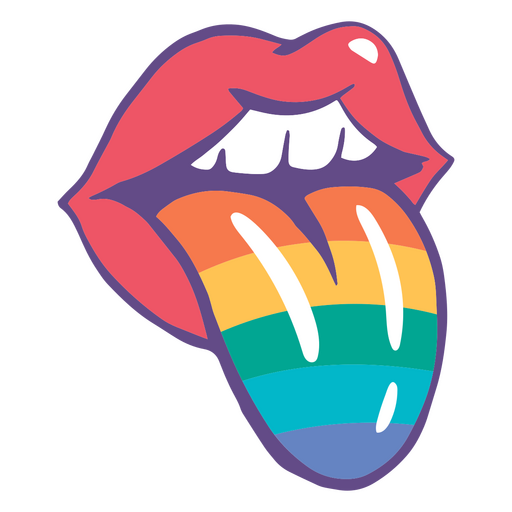 Língua com uma faixa de arco-íris Desenho PNG