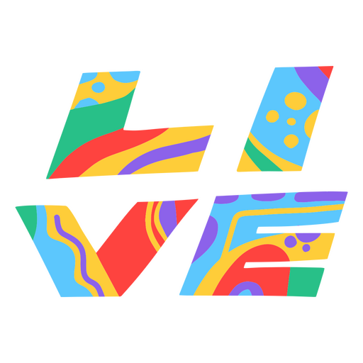 Logotipo colorido con la palabra vivir en él. Diseño PNG