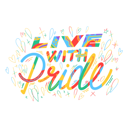 Live with pride colorful lettering PNG Design