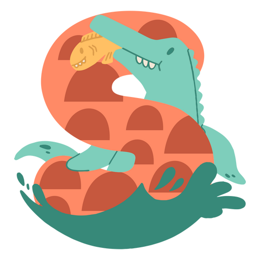 Letter s with cartoon dinosaur PNG Design