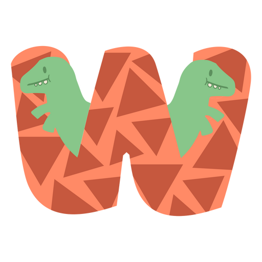 La letra w con dinosaurios en ella Diseño PNG