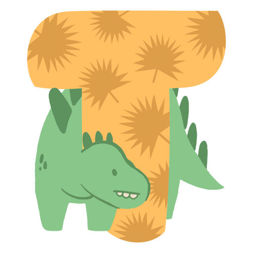 Der Buchstabe t mit einem Dinosaurier darauf PNG-Design