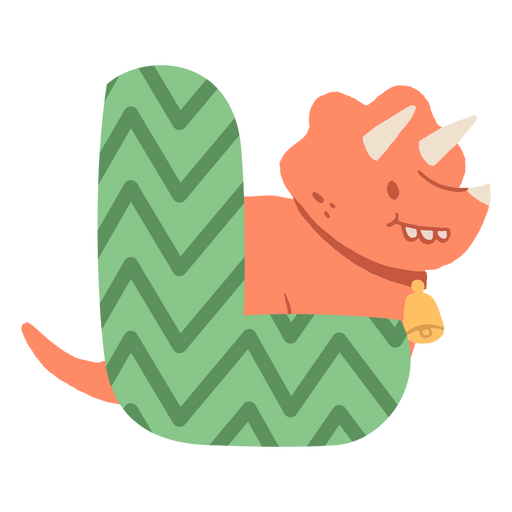 Cartoon dinosaur sitting in a letter l PNG Design