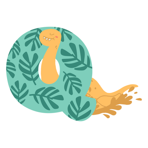 Letter q with a dinosaur on it PNG Design