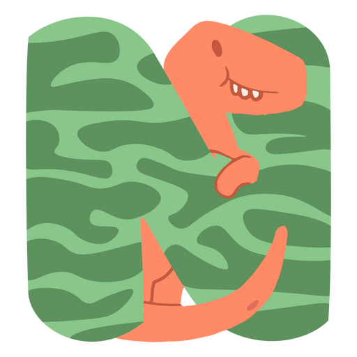 Cartoon-T-Rex im Buchstaben n PNG-Design