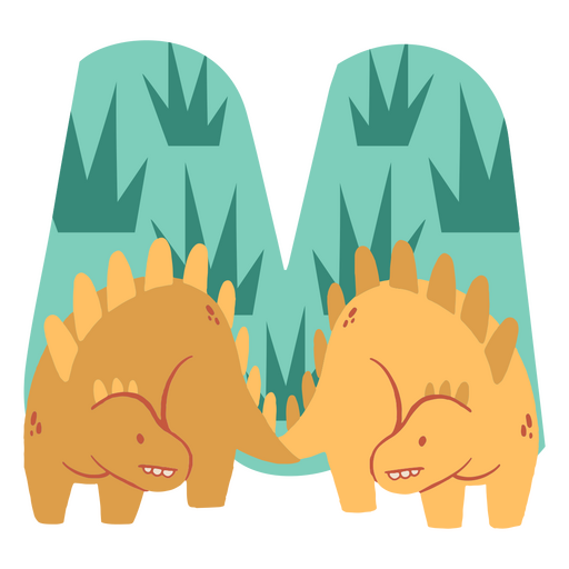 Buchstabe m mit zwei Dinosauriern PNG-Design