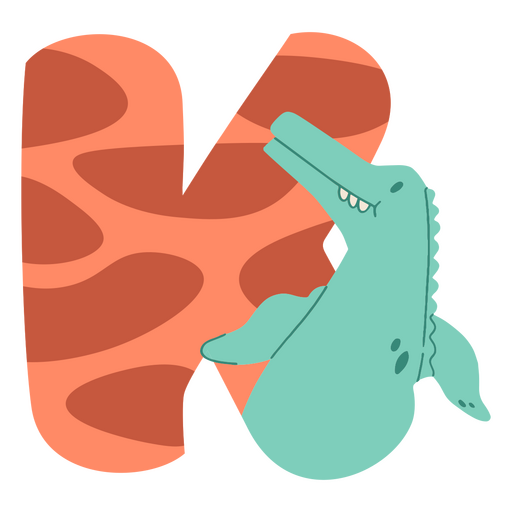 Cartoon dinosaur with the letter k PNG Design