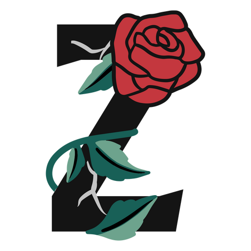 A letra z com uma rosa Desenho PNG