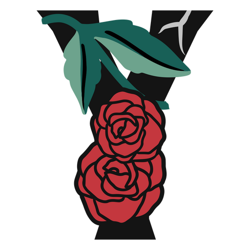 A letra y com rosas e folhas Desenho PNG