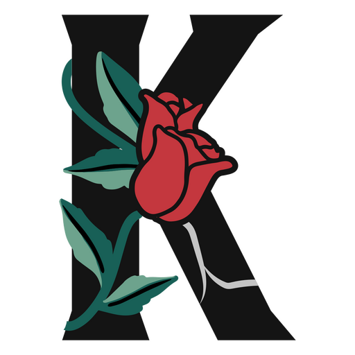 Letter K alphabet rose PNG Design