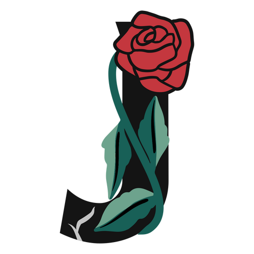 Letter J alphabet rose PNG Design