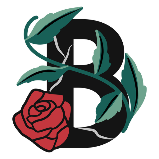 Letter B alphabet rose PNG Design