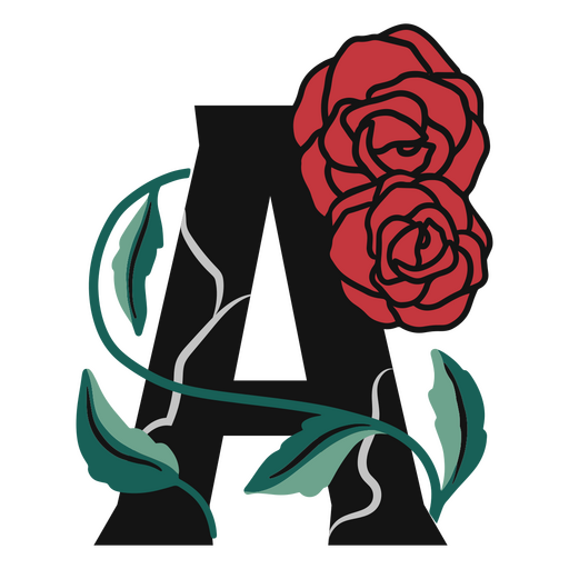 Letter A alphabet rose PNG Design