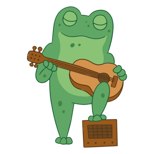 Grüner Frosch, der Gitarre spielt PNG-Design