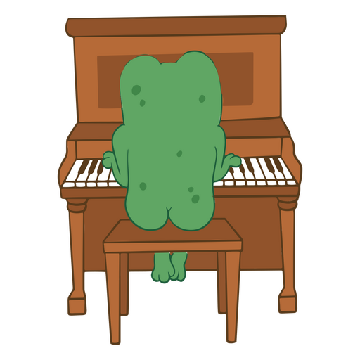 Green frog playing the piano PNG Design