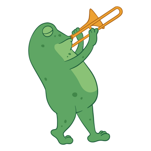 Musical frog with trumpet PNG Design