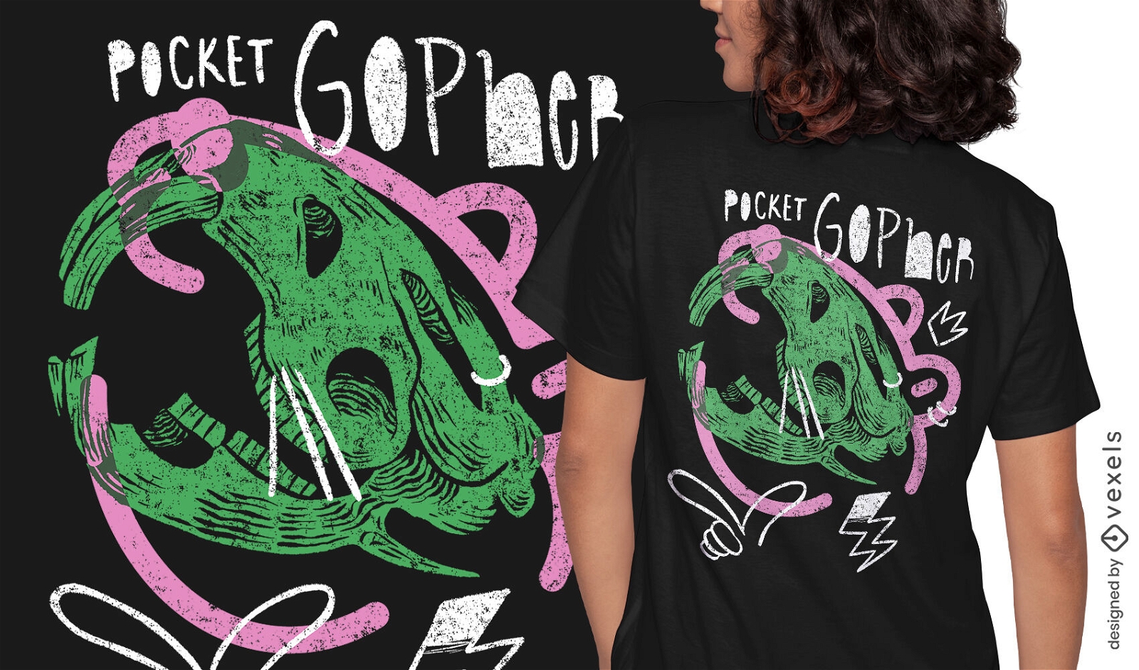 Design de camiseta com citação de caveira de Gopher