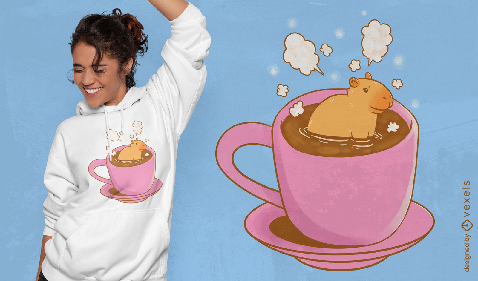 Hot coffee capybara t-shirt design