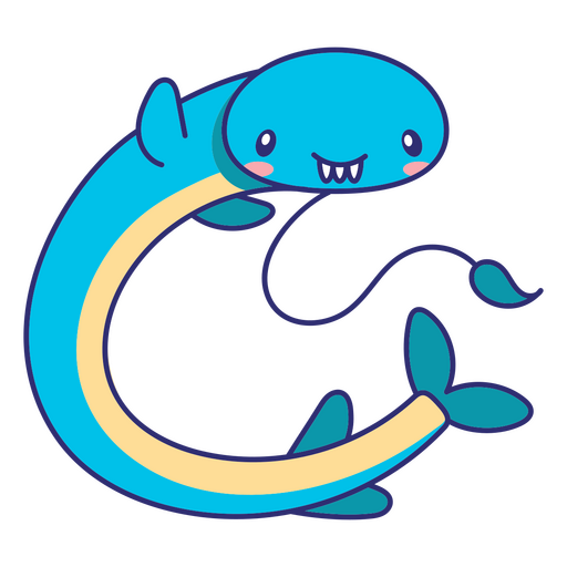 Blue fish with a long tail PNG Design