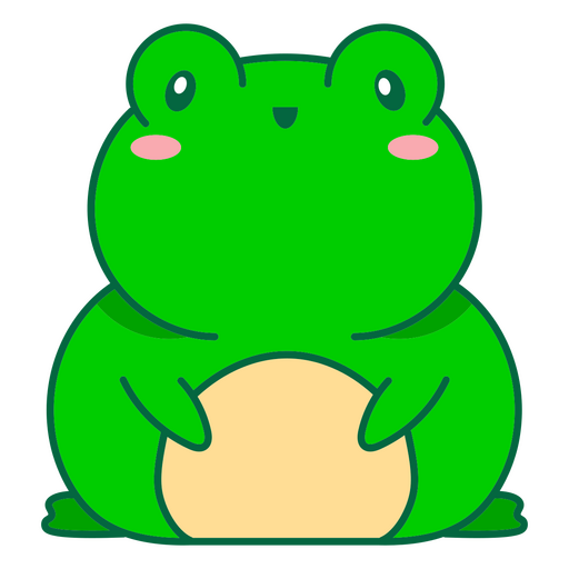 Green frog sitting kawaii PNG Design