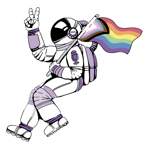 Astronauta carregando uma bandeira LGBTQ Desenho PNG
