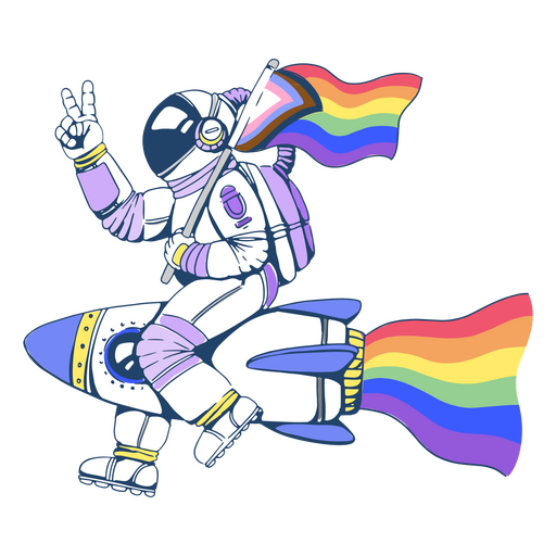 Astronaut und LGBTQ-Rakete PNG-Design