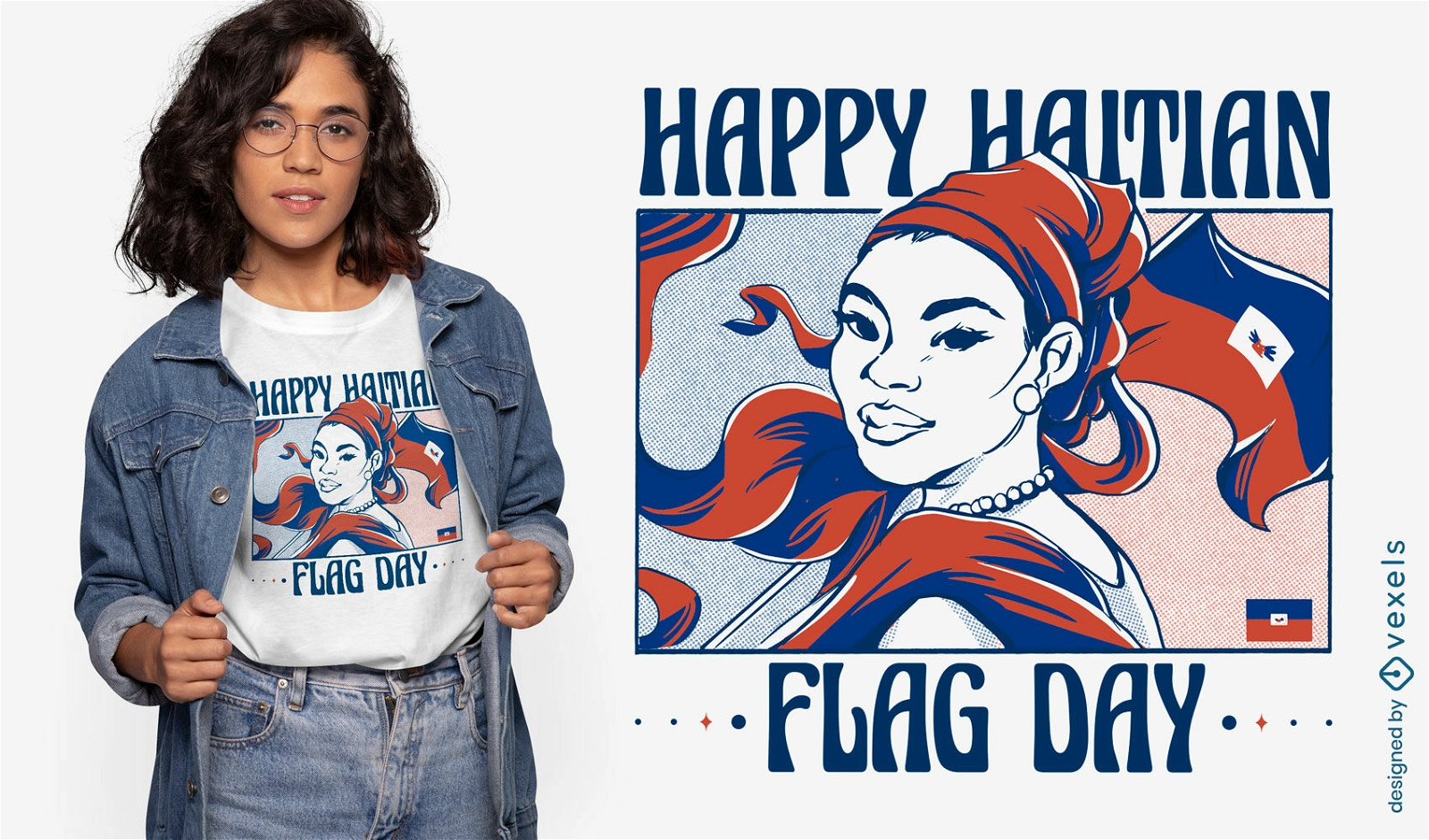 Design de camiseta do dia da bandeira da mulher haitiana