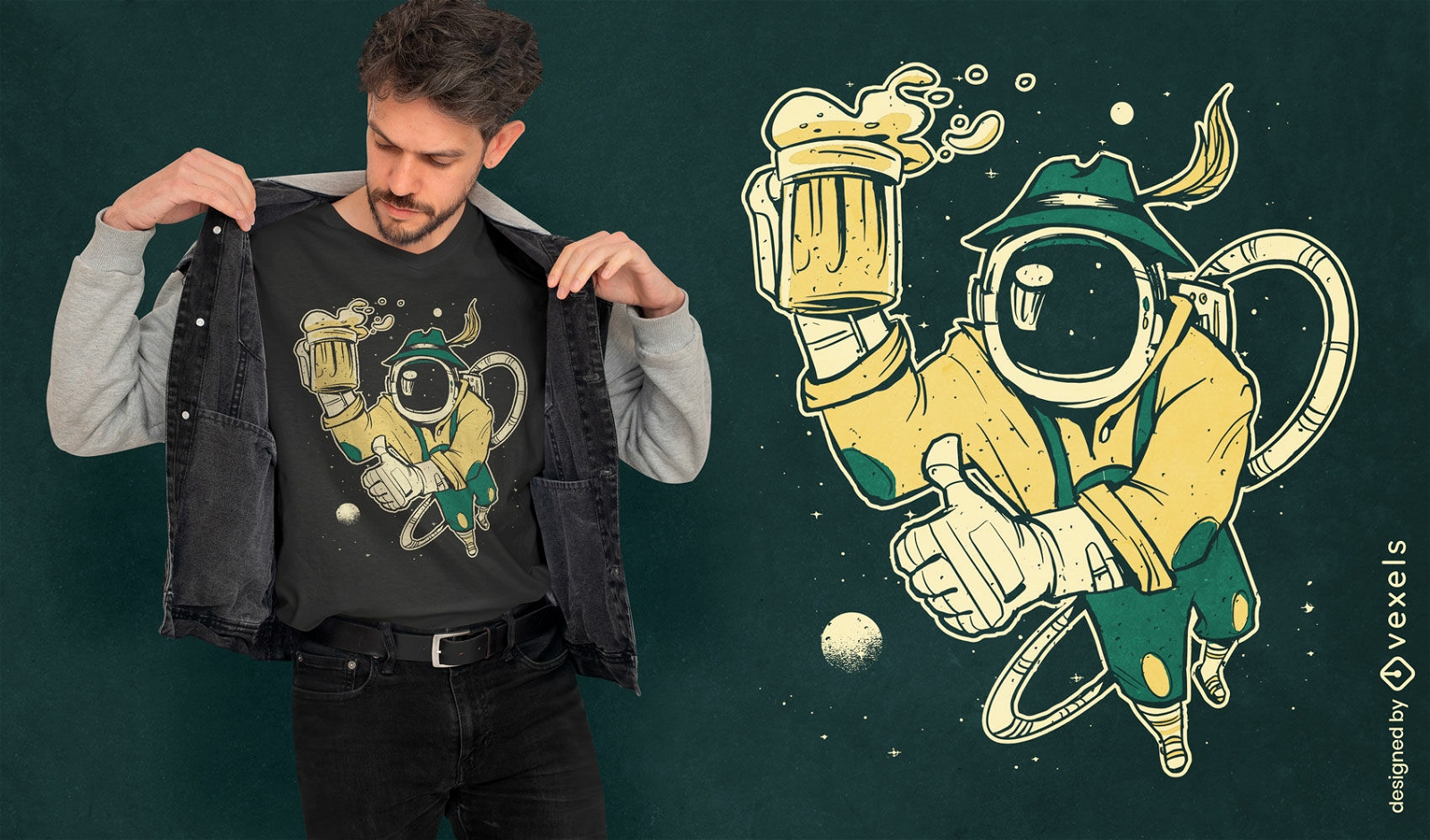 Design de camiseta de cerveja de astronauta alem?o