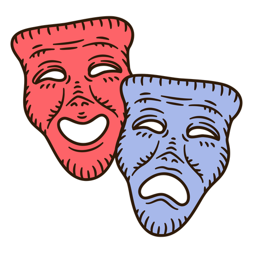 Máscara de teatro feliz y triste Diseño PNG