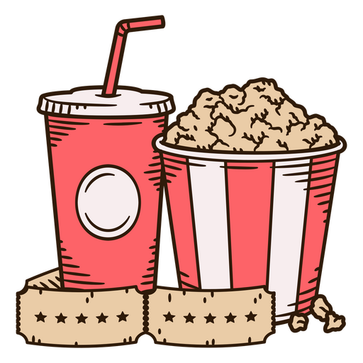 Tickets & snacks for movies PNG Design
