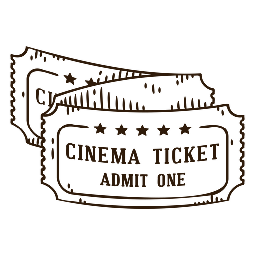 Two cinema tickets stroke PNG Design