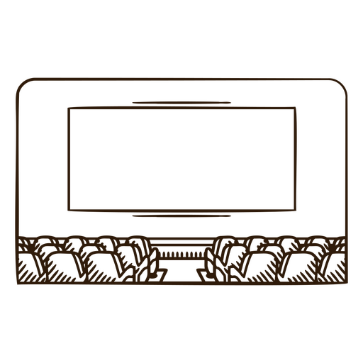 Black and white drawing of a theater screen PNG Design