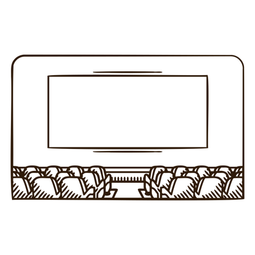 Schwarz-Weiß-Zeichnung einer Theaterleinwand PNG-Design