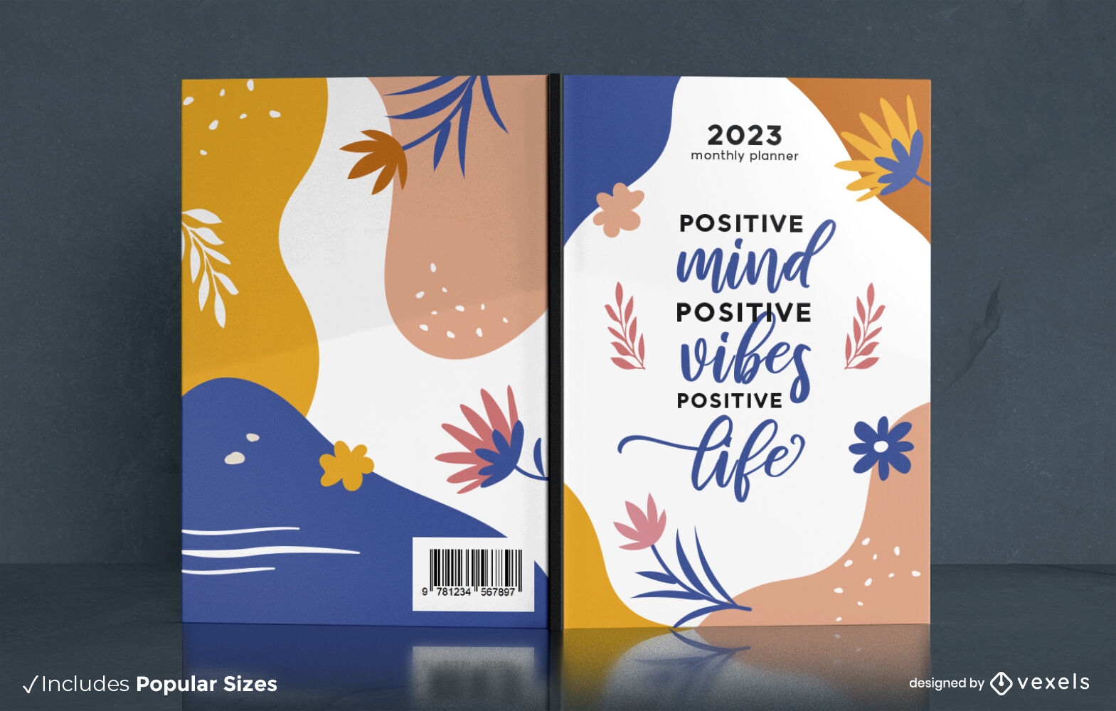 Abstract plants planner book cover design