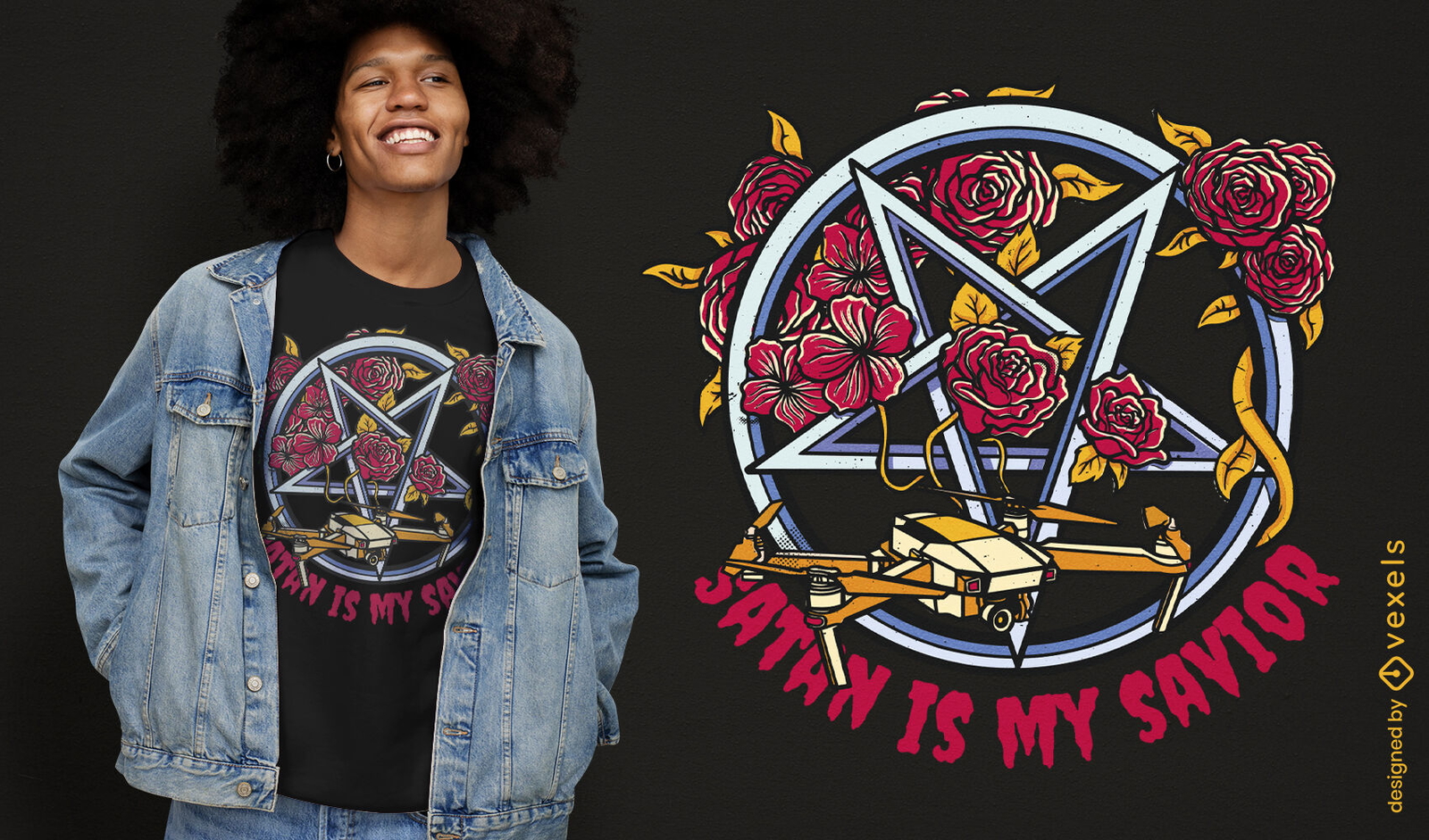 Diseño de camiseta de pentagrama de Satanás